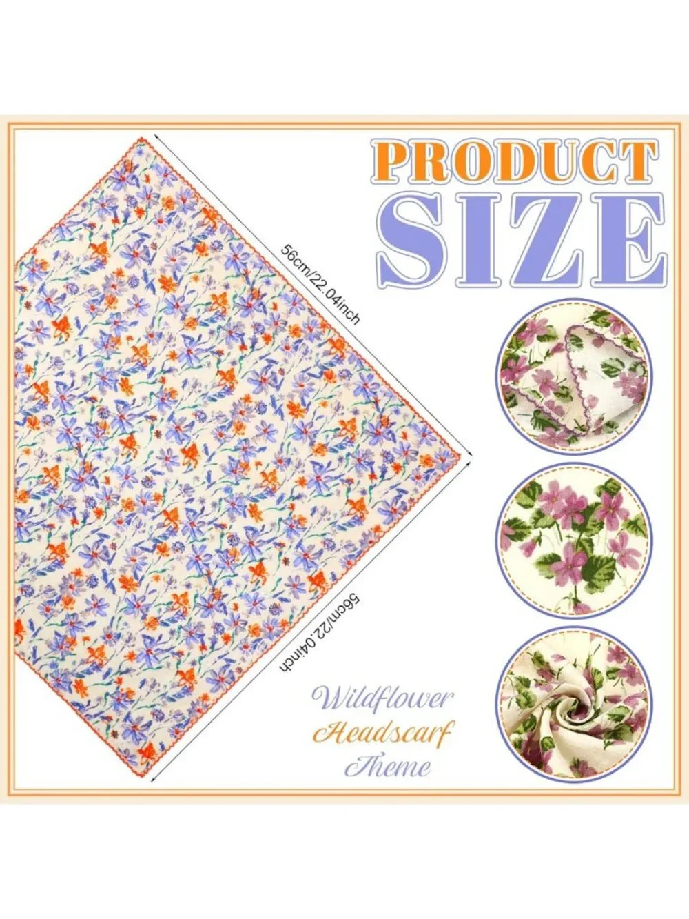 Floral Cotton Bandanas Set - 6 Assorted 22x22 Inch Head Scarves for Summer